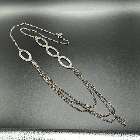 Silpada 925 Sterling Silver Triple Chain Long Necklace #496 roughly 32" - Picture 5 of 7